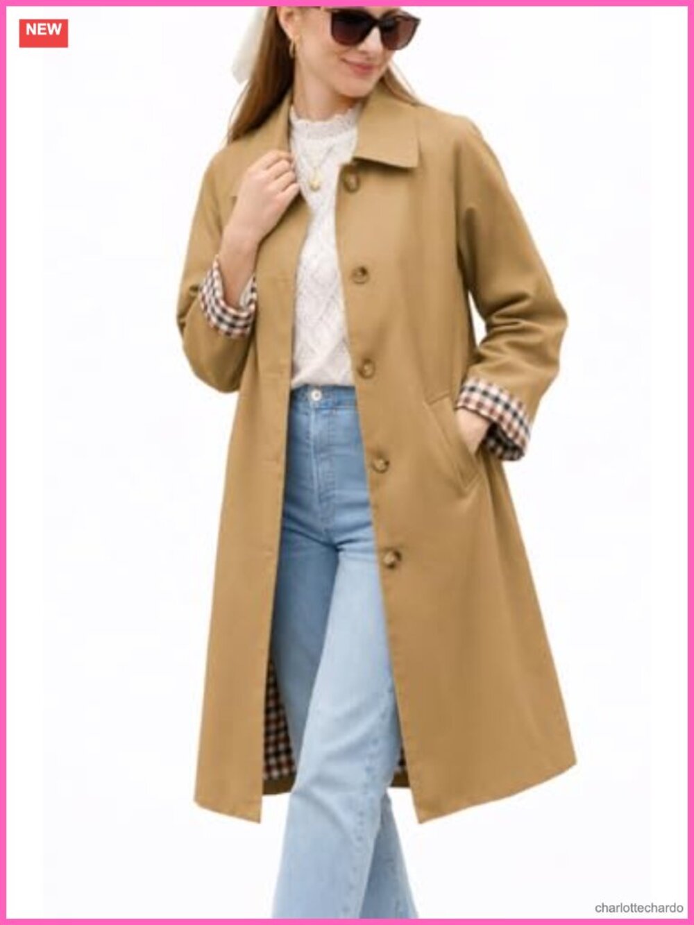 Long Trench Coat Women Single Breasted Lapel Oversized Overcoat